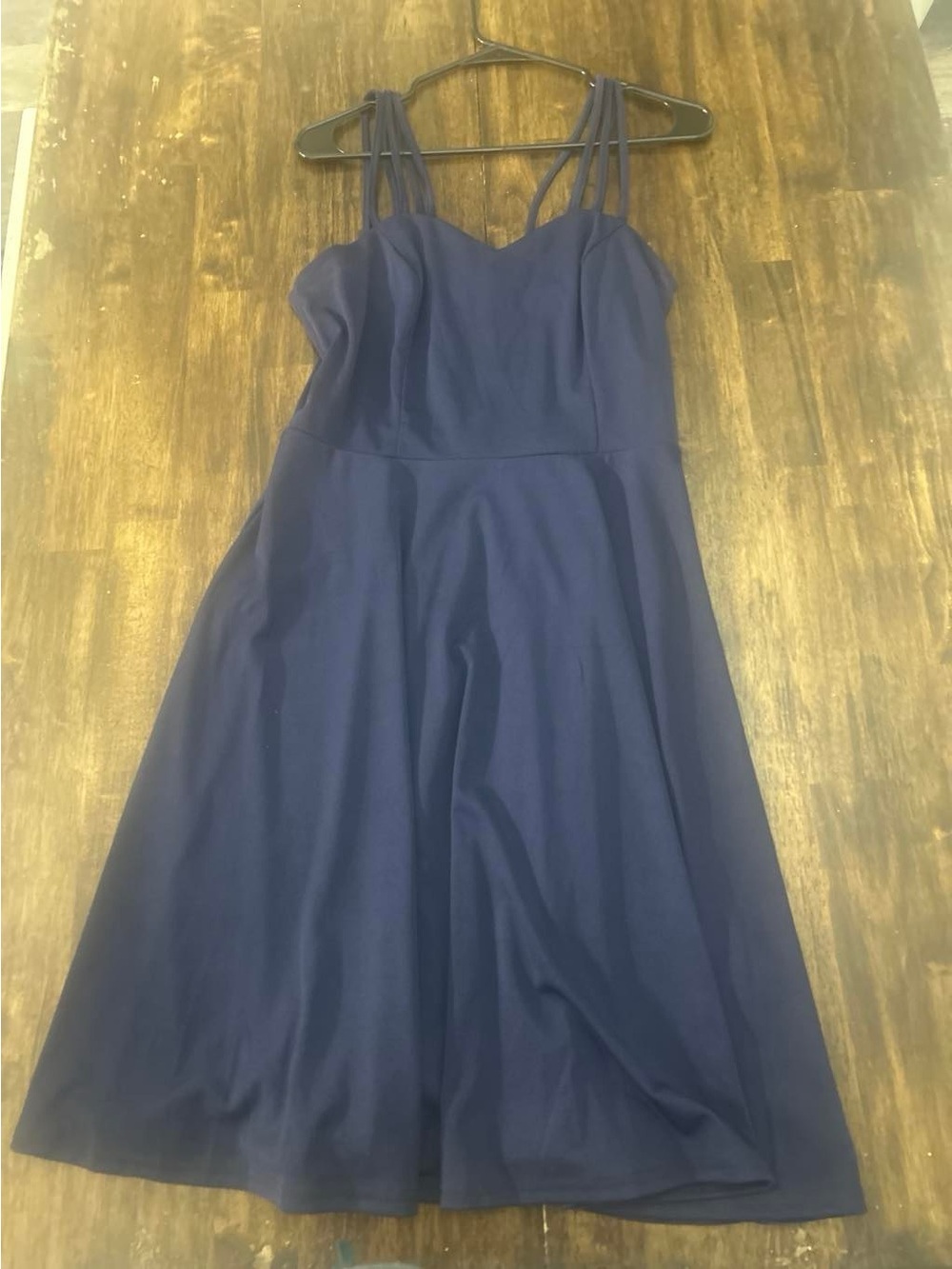Grace Karin Navy Midi A-Line Dress with Double Straps